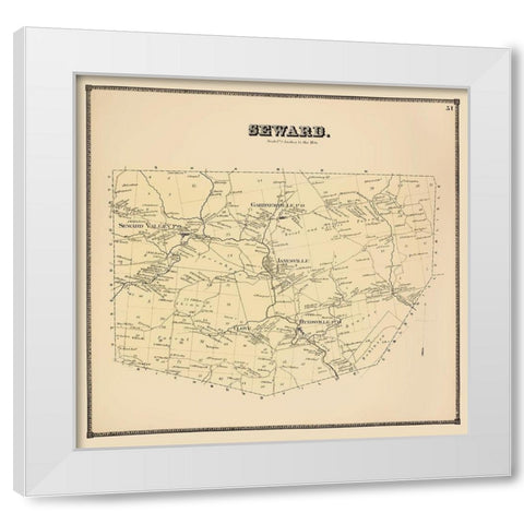 Seward New York Landowner - Stone 1866 White Modern Wood Framed Art Print by Stone