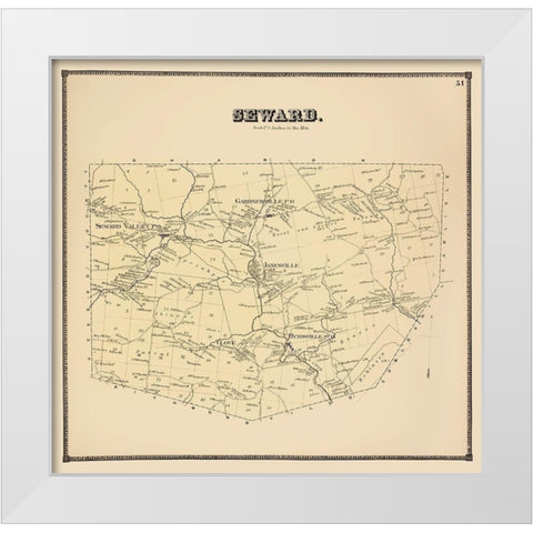 Seward New York Landowner - Stone 1866 White Modern Wood Framed Art Print by Stone