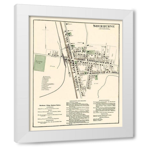 Sherburne New York - Nichols 1875 White Modern Wood Framed Art Print by Nichols