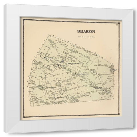 Sharon New York Landowner - Stone 1866 White Modern Wood Framed Art Print by Stone