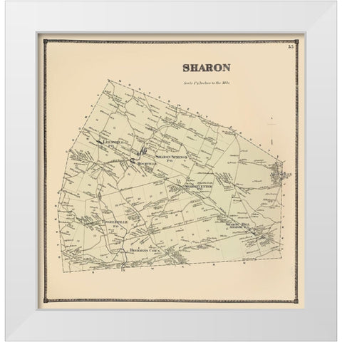 Sharon New York Landowner - Stone 1866 White Modern Wood Framed Art Print by Stone