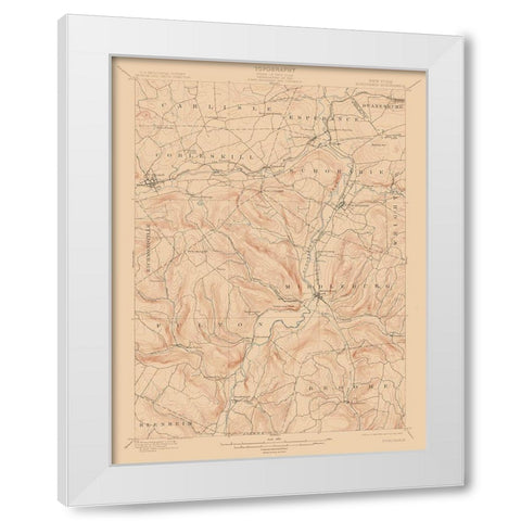 Shoharie New York Quad - USGS 1900 White Modern Wood Framed Art Print by USGS