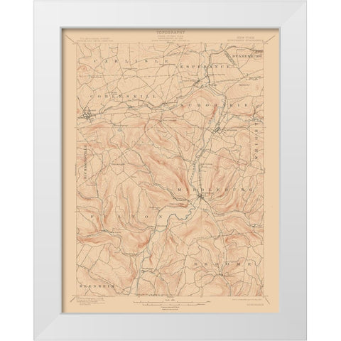 Shoharie New York Quad - USGS 1900 White Modern Wood Framed Art Print by USGS