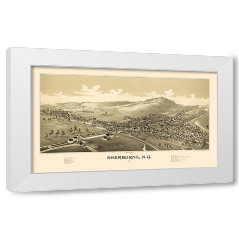 Sherburne New York - Burleigh 1887  White Modern Wood Framed Art Print by Burleigh