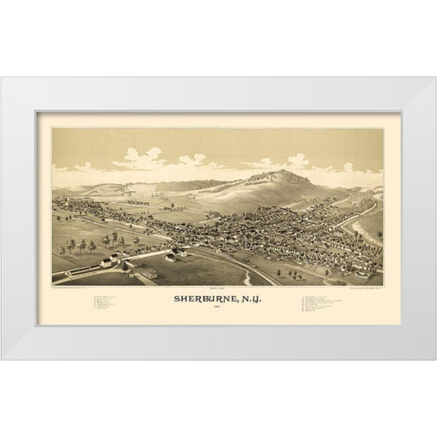 Sherburne New York - Burleigh 1887  White Modern Wood Framed Art Print by Burleigh
