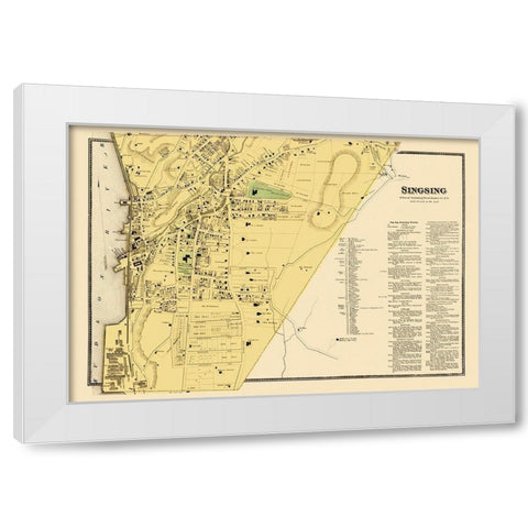 Ossining, Singsing New York Landowner - Beers 1868 White Modern Wood Framed Art Print by Beers