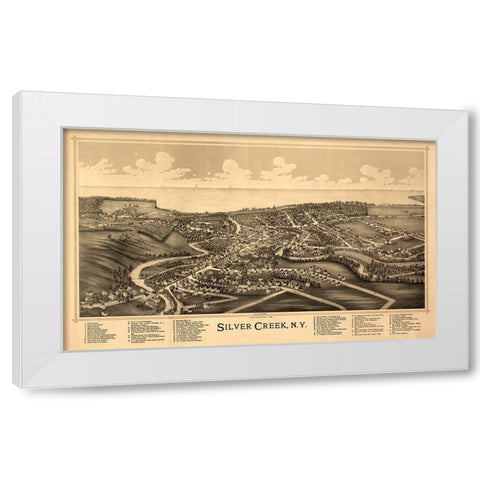 Silver Creek New York -Burleigh 1892  White Modern Wood Framed Art Print by Burleigh