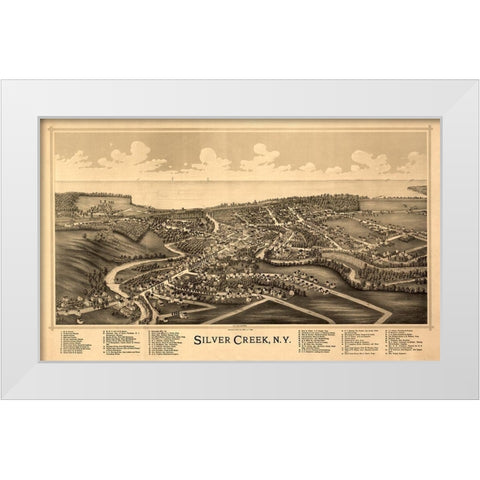 Silver Creek New York -Burleigh 1892  White Modern Wood Framed Art Print by Burleigh
