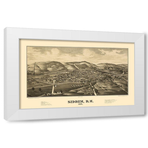 Sidney New York - Burleigh 1887  White Modern Wood Framed Art Print by Burleigh