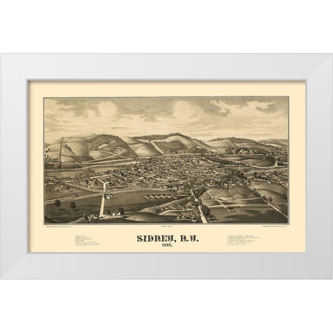 Sidney New York - Burleigh 1887  White Modern Wood Framed Art Print by Burleigh