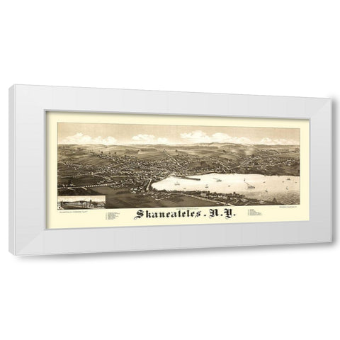 Skaneateles New York - Burleigh 1884  White Modern Wood Framed Art Print by Burleigh