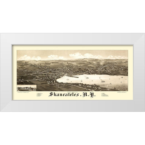 Skaneateles New York - Burleigh 1884  White Modern Wood Framed Art Print by Burleigh
