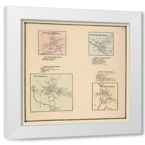 Sloansville New York Landowner - Beers 1866 White Modern Wood Framed Art Print by Beers