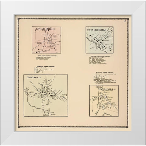 Sloansville New York Landowner - Beers 1866 White Modern Wood Framed Art Print by Beers