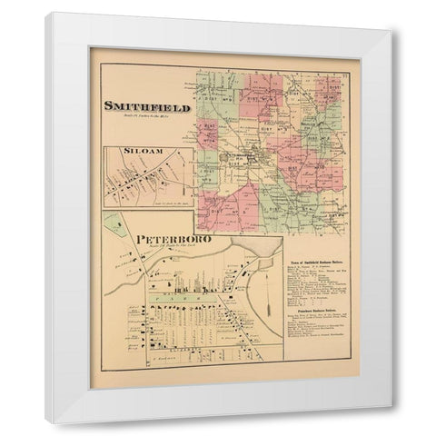 Smithfield New York Landowner - Whitman 1875 White Modern Wood Framed Art Print by Whitman