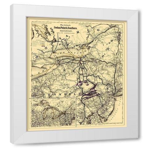 Sodus Point and Southern Railroad - Colton 1872 White Modern Wood Framed Art Print by Colton