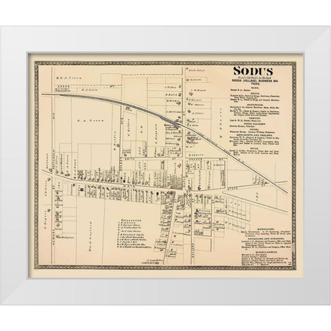 Sodus New York Landowner - Beers 1874 White Modern Wood Framed Art Print by Beers
