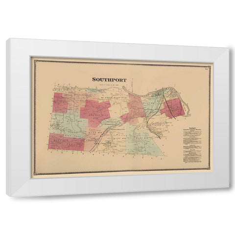 Southport New York - Beers 1869 White Modern Wood Framed Art Print by Beers