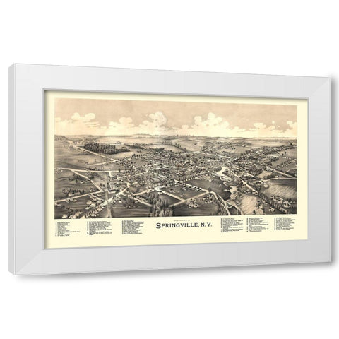 Springville New York - Burleigh 1892  White Modern Wood Framed Art Print by Burleigh