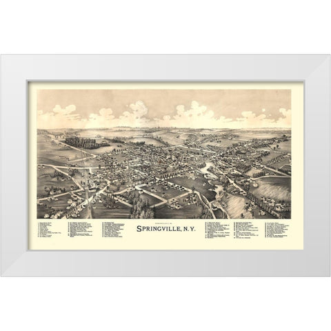 Springville New York - Burleigh 1892  White Modern Wood Framed Art Print by Burleigh