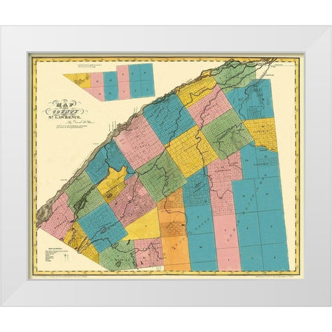 St. Lawrence New York - Burr 1829 White Modern Wood Framed Art Print by Burr