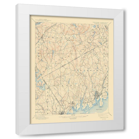 Stamford New York Connecticut Quad - USGS 1899 White Modern Wood Framed Art Print by USGS