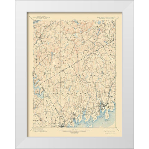 Stamford New York Connecticut Quad - USGS 1899 White Modern Wood Framed Art Print by USGS