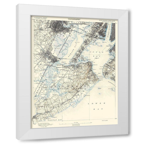 Staten Island New York New Jersey Sheet White Modern Wood Framed Art Print by USGS