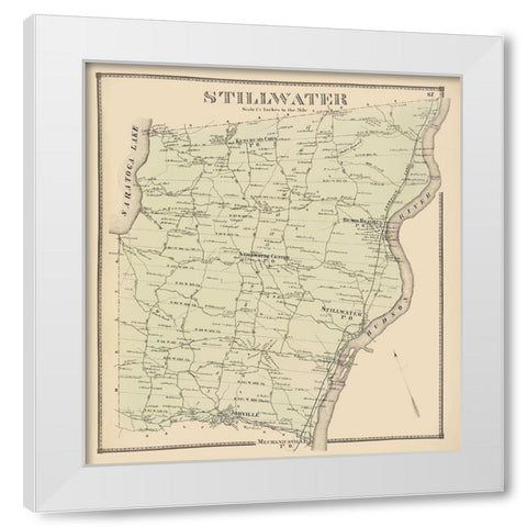 Stillwater New York Landowner - Stone 1866 White Modern Wood Framed Art Print by Stone