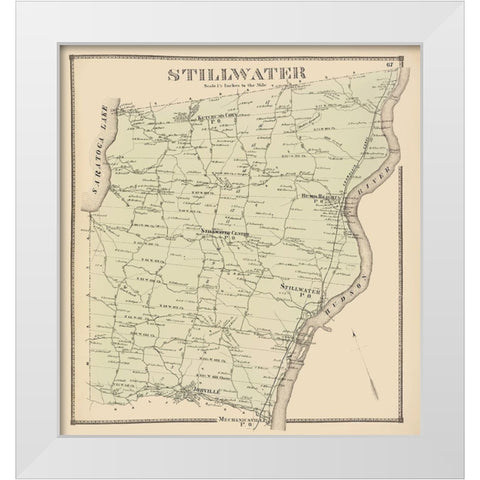Stillwater New York Landowner - Stone 1866 White Modern Wood Framed Art Print by Stone
