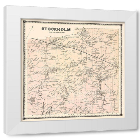 Stockholm New York Landowner - Stone 1865 White Modern Wood Framed Art Print by Stone