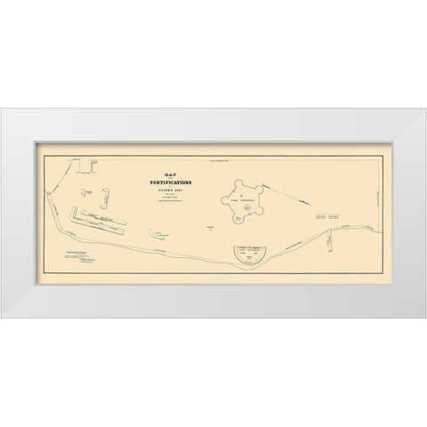 Staten Island New York Fortifications 1827 White Modern Wood Framed Art Print by Roberdrane