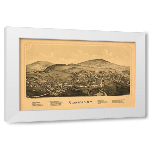 Stamford New York - Burleigh 1890  White Modern Wood Framed Art Print by Burleigh