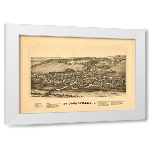 Saint Johnsonville New York - Burleigh 1890  White Modern Wood Framed Art Print by Burleigh
