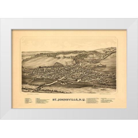 Saint Johnsonville New York - Burleigh 1890  White Modern Wood Framed Art Print by Burleigh