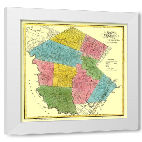 Sullivan New York Landowner - Burr 1829 White Modern Wood Framed Art Print by Burr