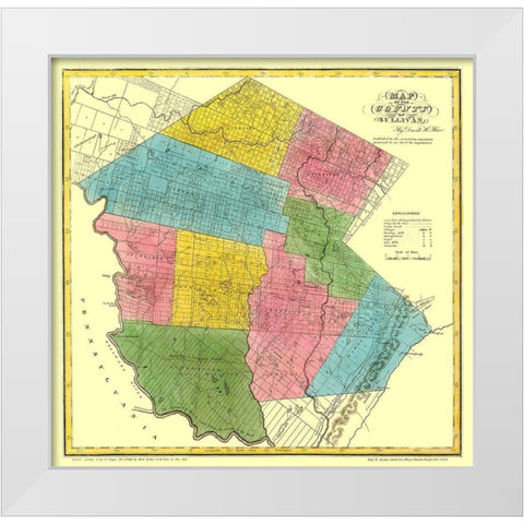 Sullivan New York Landowner - Burr 1829 White Modern Wood Framed Art Print by Burr