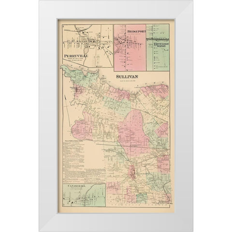 Sullivan New York Landowner - Whitman 1875 White Modern Wood Framed Art Print by Whitman