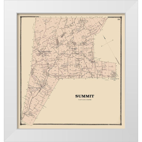 Summit New York Landowner - Stone 1866 White Modern Wood Framed Art Print by Stone