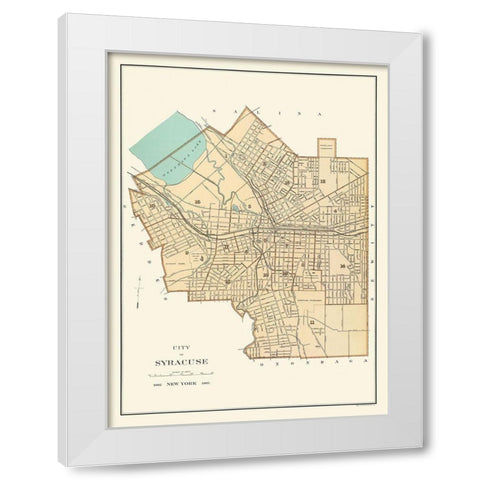 Syracuse New York - Bien 1895 White Modern Wood Framed Art Print by Bien