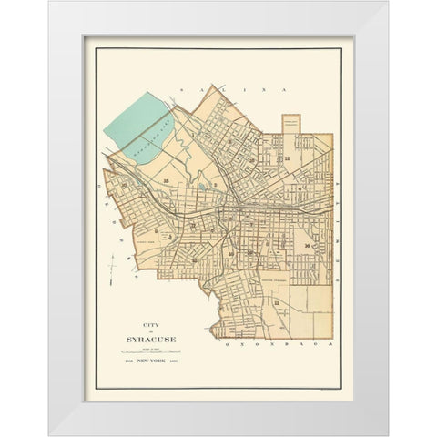 Syracuse New York - Bien 1895 White Modern Wood Framed Art Print by Bien