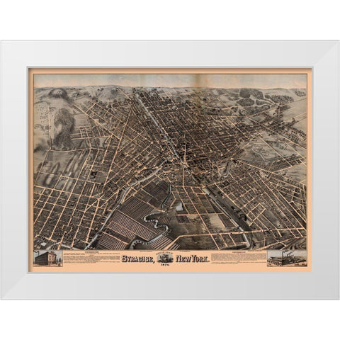 Syracuse New York - Bailey 1874  White Modern Wood Framed Art Print by Bailey