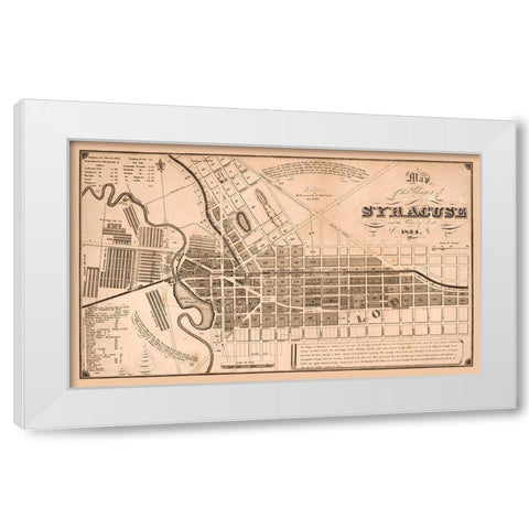 Syracuse New York - Clarke 1834  White Modern Wood Framed Art Print by Clarke
