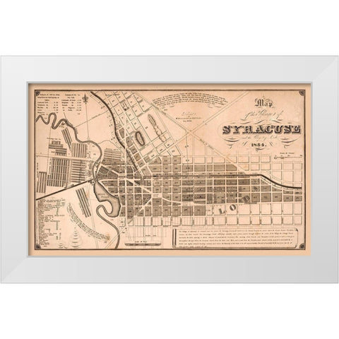 Syracuse New York - Clarke 1834  White Modern Wood Framed Art Print by Clarke