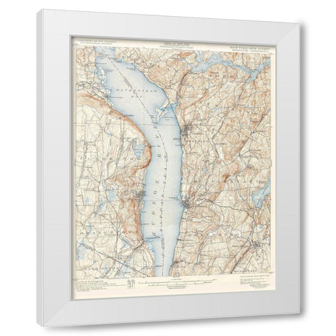 Tarrytown New York New Jersey Quad - USGS 1902 White Modern Wood Framed Art Print by USGS