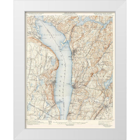 Tarrytown New York New Jersey Quad - USGS 1902 White Modern Wood Framed Art Print by USGS