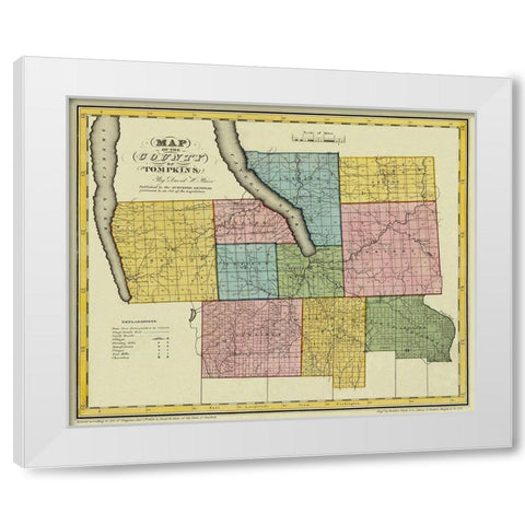 Tompkins New York - Burr 1829 White Modern Wood Framed Art Print by Burr