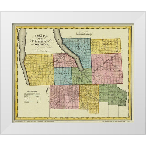 Tompkins New York - Burr 1829 White Modern Wood Framed Art Print by Burr