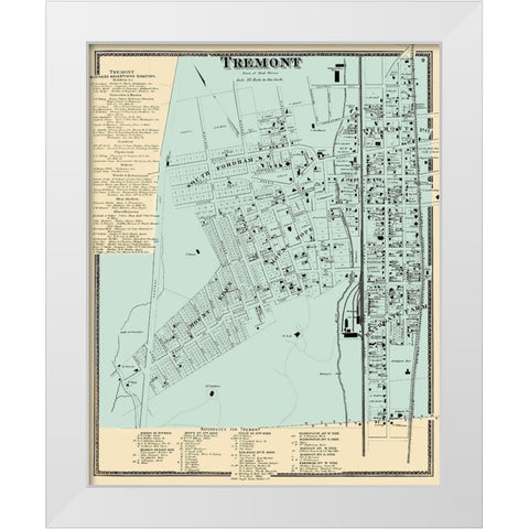 Tremont New York Landowner - Beers 1868 White Modern Wood Framed Art Print by Beers