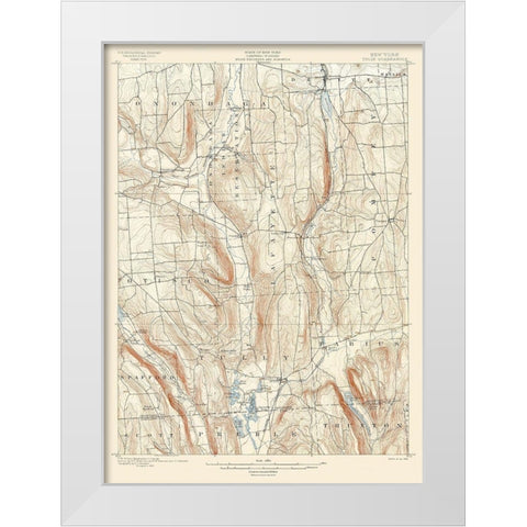 Tully New York Quad - USGS 1900 White Modern Wood Framed Art Print by USGS